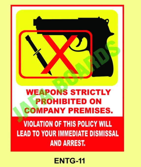 Factory entry gate instructions poster for visitors and staff