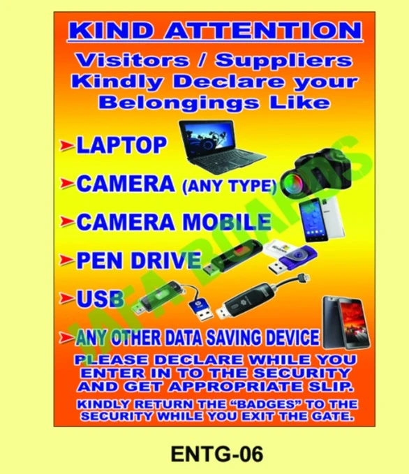 Industrial entry gate instruction poster for employee safety awareness