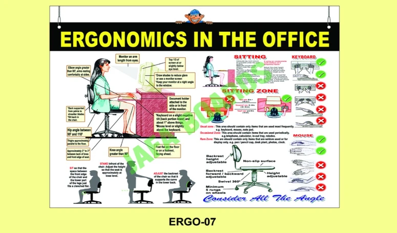 Ergonomic posture guidance poster for workplace safety