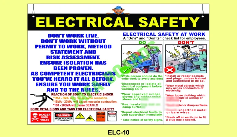 Electrical safety poster emphasizing switch off before maintenance