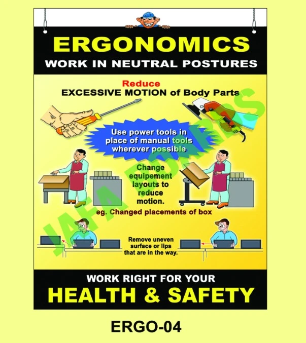 Industrial ergonomics poster promoting safe working habits