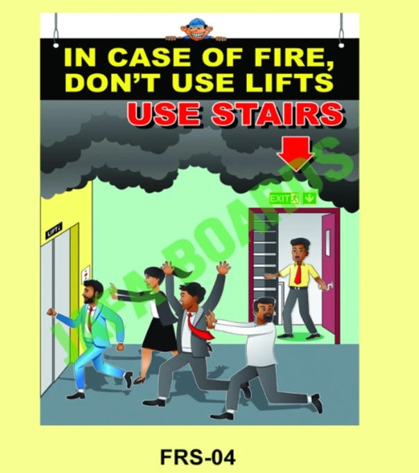 Fire emergency exit and evacuation safety poster